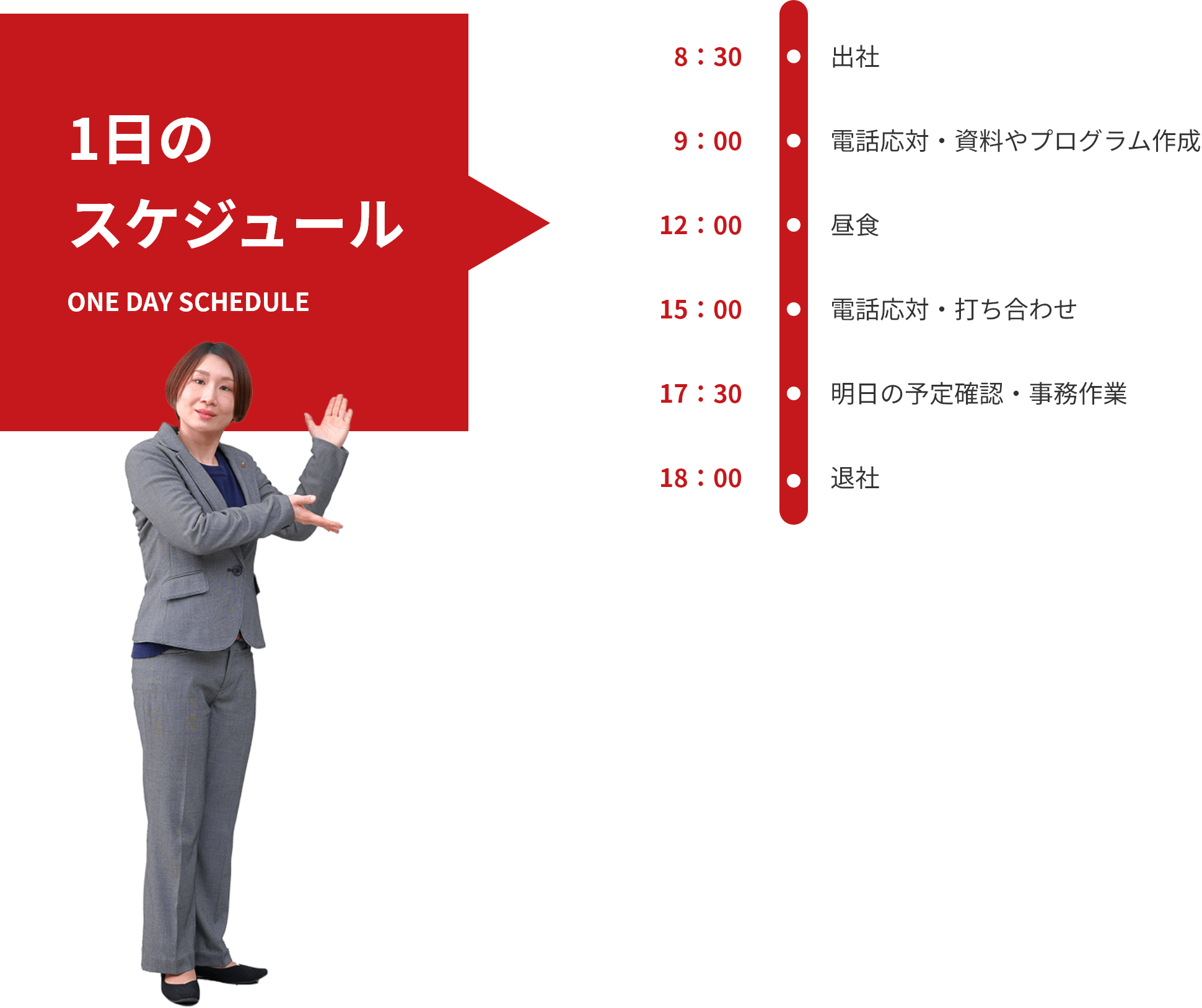 1日のスケジュール ONE DAY SCHEDULE