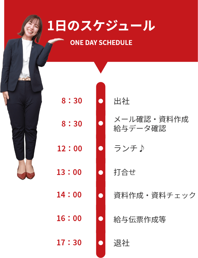 1日のスケジュール ONE DAY SCHEDULE